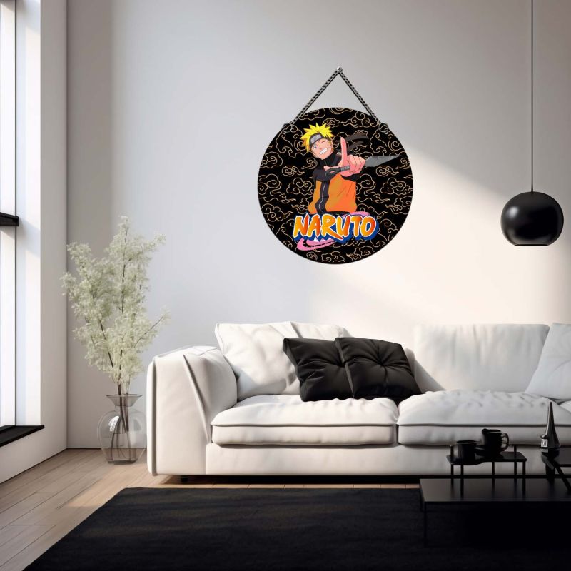 Anime Theme Wooden Wall Hanging for Kids' Bedroom, Living Room & Playrooms Birthday Return Gift For Kids & Anime Lover (Naruto)